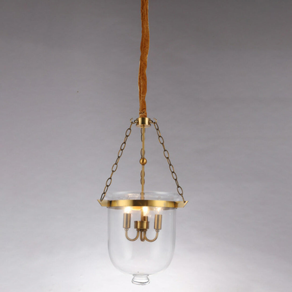 Vintage Glass Lantern Chandelier Adjustable Height Image - 12