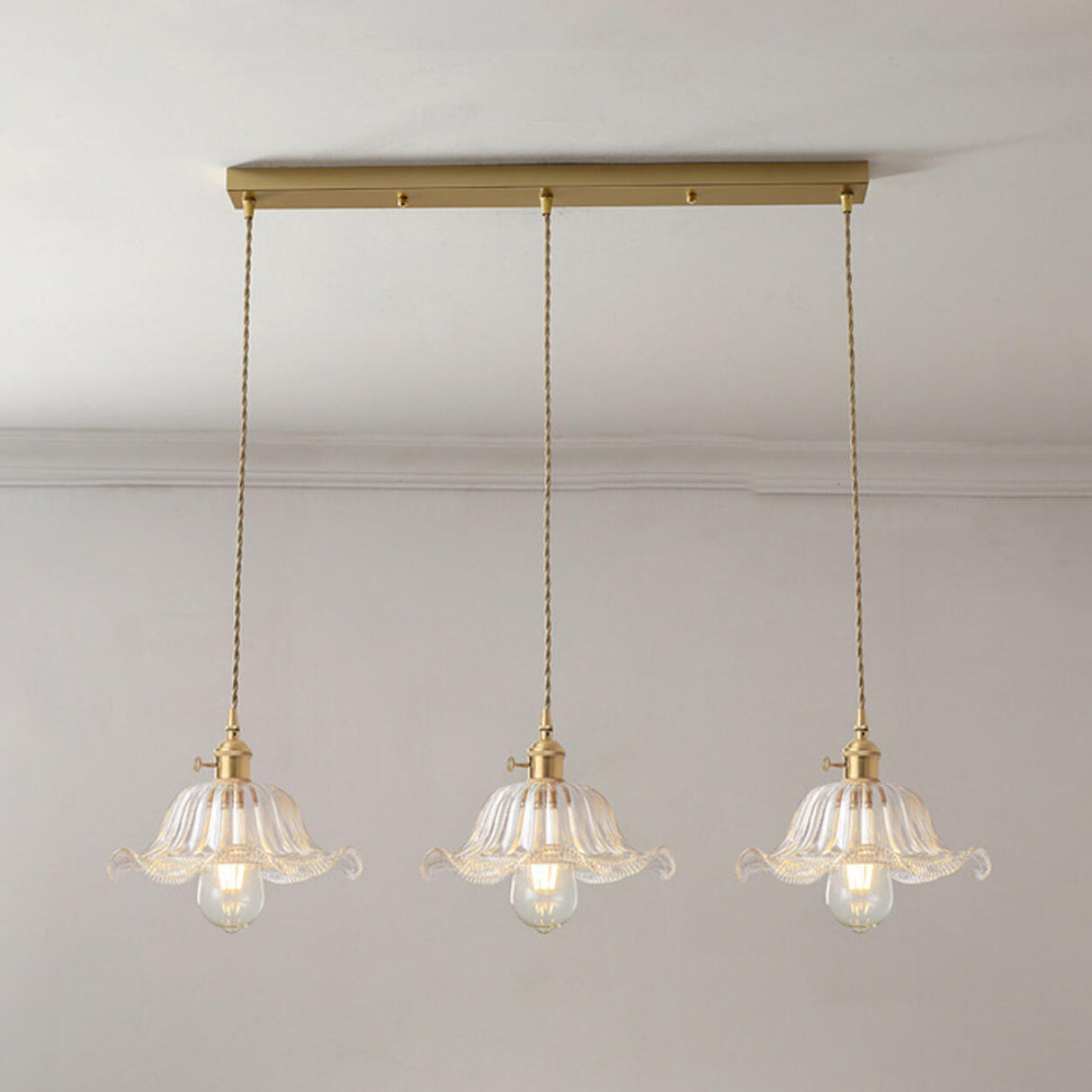 Vintage Glass Pendant Island Ceiling Lights Set Image - 14