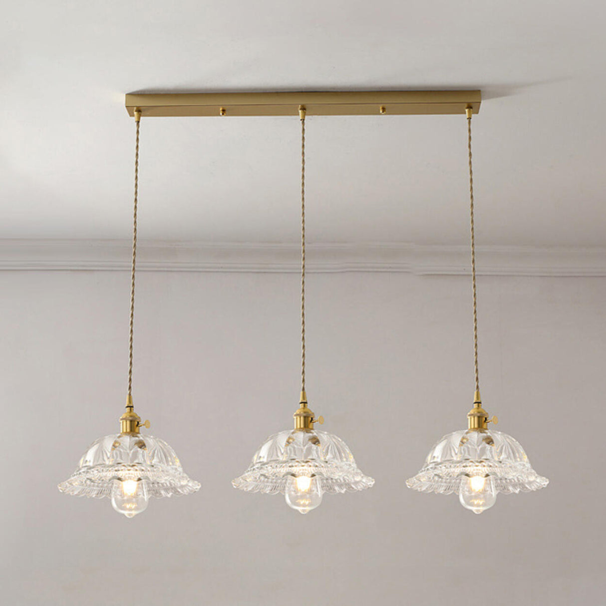 Vintage Glass Pendant Island Ceiling Lights Set Image - 15