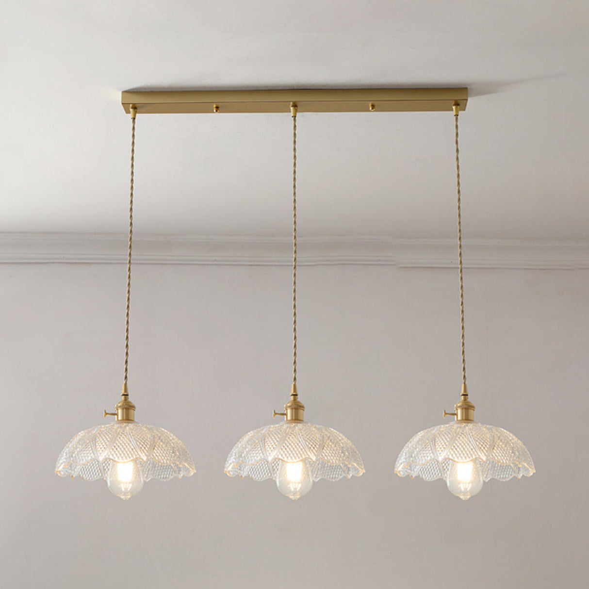 Vintage Glass Pendant Island Ceiling Lights Set Image - 9