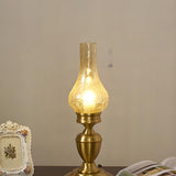 Vintage Glass Shade Candlestick Brass Base Table Lamp Image - 12