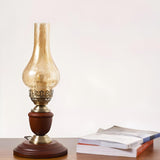 Vintage Glass Shade Candlestick Brass Base Table Lamp Image - 3