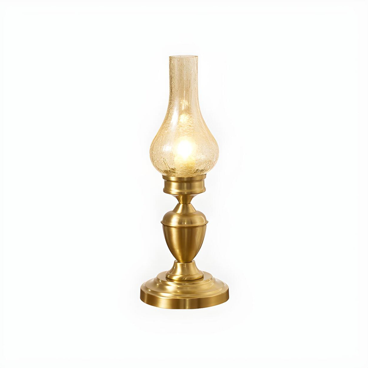 Vintage Glass Shade Candlestick Brass Base Table Lamp Image - 6