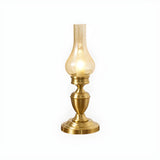 Vintage Glass Shade Candlestick Brass Base Table Lamp Image - 6