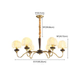 Vintage Gold 6 Lights Fabric Chandelier Adjustable Height Image - 15