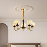 Vintage Gold 6 Lights Fabric Chandelier Adjustable Height Image - 4