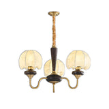 Vintage Gold 6 Lights Fabric Chandelier Adjustable Height Image - 6