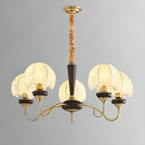 Vintage Gold 6 Lights Fabric Chandelier Adjustable Height Image - 7