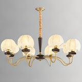 Vintage Gold 6 Lights Fabric Chandelier Adjustable Height Image - 9