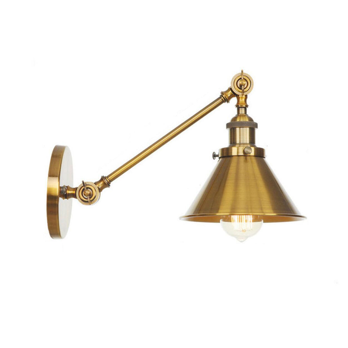 Vintage Gold Adjustable Cone Industrial Wall Sconce Image - 6