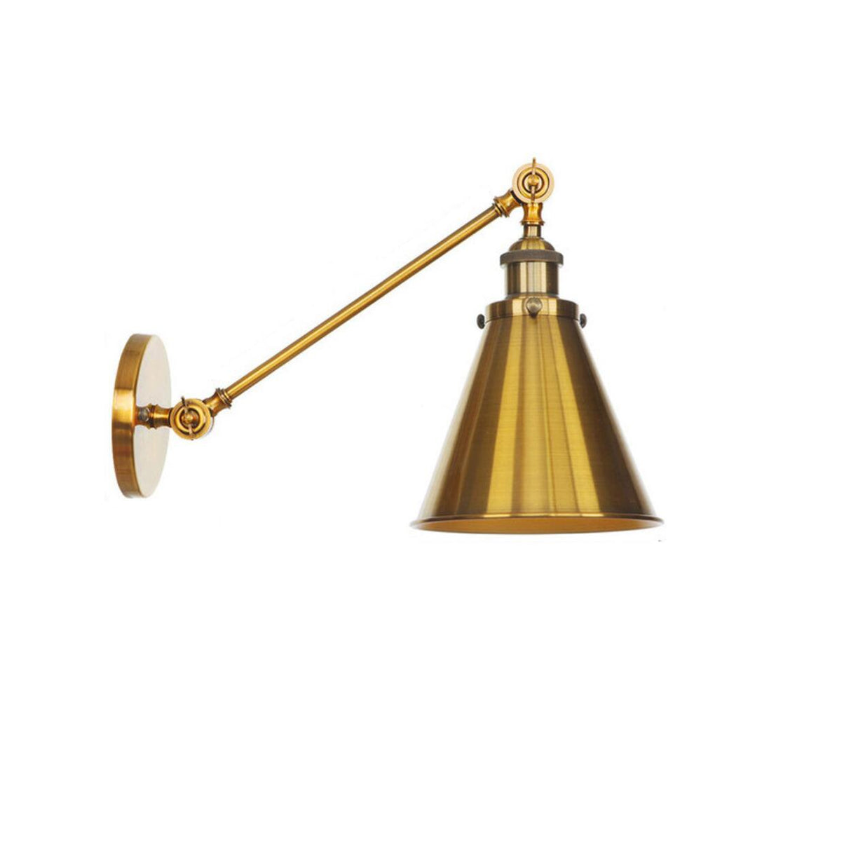 Vintage Gold Adjustable Cone Industrial Wall Sconce Image - 7