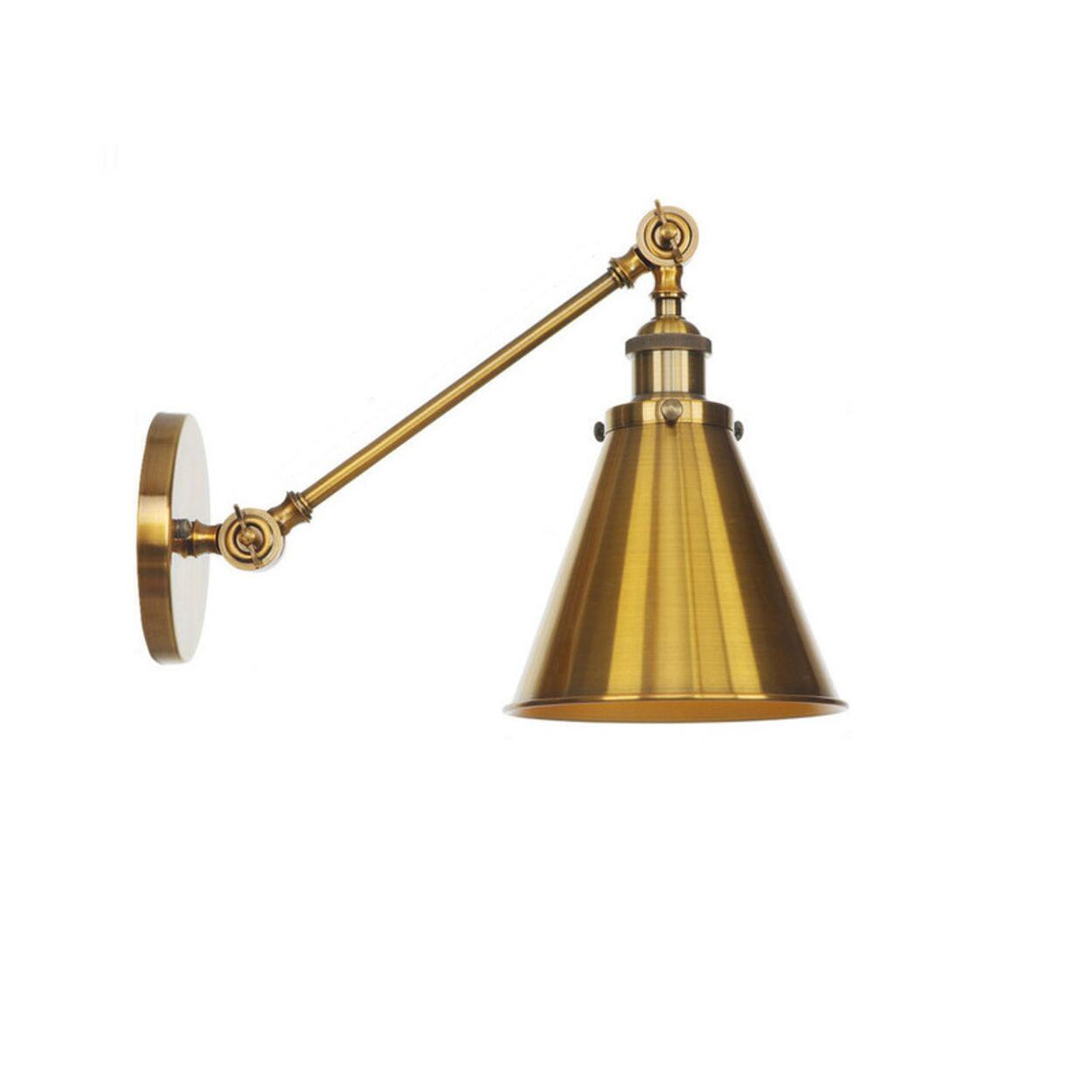 Vintage Gold Adjustable Cone Industrial Wall Sconce Image - 8