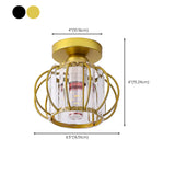 Vintage Gold Cage Crystal Semi-Flush Mount Ceiling Lamp #size