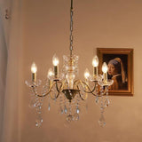 Vintage Gold Clear Crystal Candelabra Chandelier Image - 4