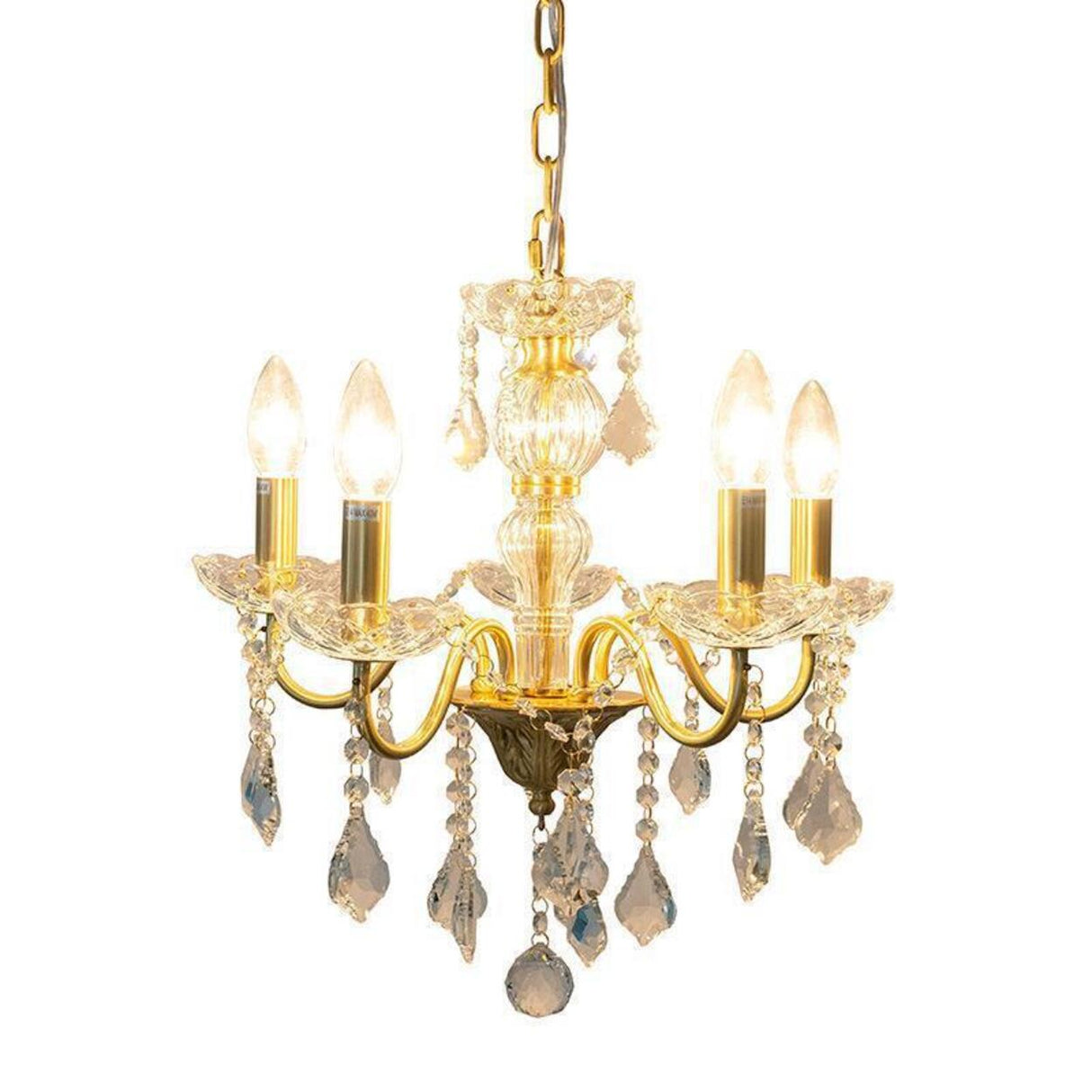 Vintage Gold Clear Crystal Candelabra Chandelier Image - 5