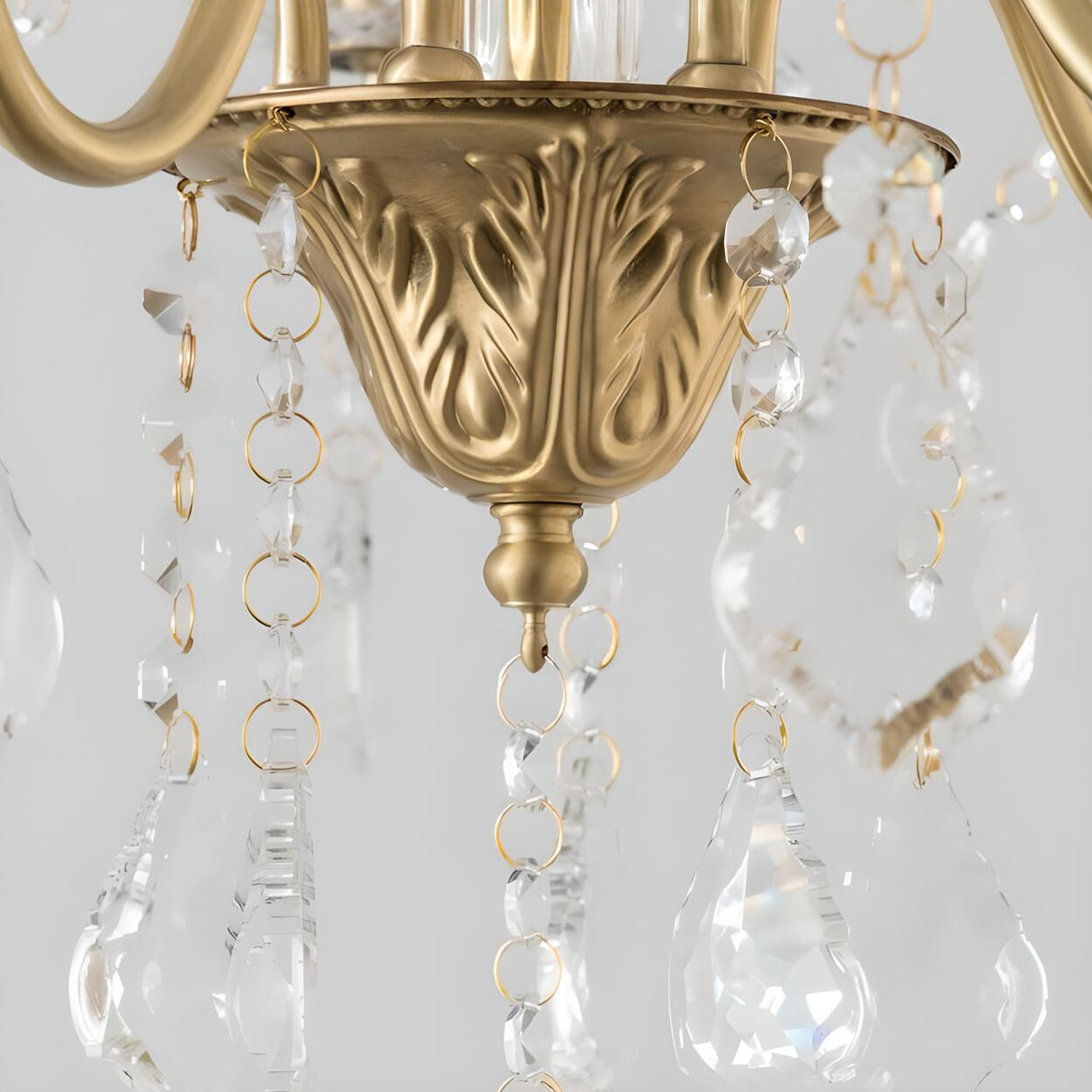 Vintage Gold Clear Crystal Candelabra Chandelier Image - 8