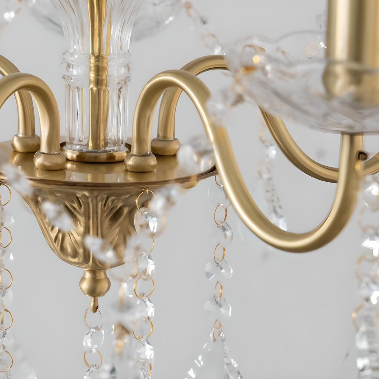 Vintage Gold Clear Crystal Candelabra Chandelier Image - 9