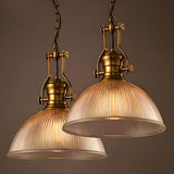 Vintage Gold Clear Glass Dome Pendant Light Image - 5