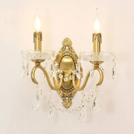 Vintage Gold Crystal Candle LED Wall Sconce Light Image - 1