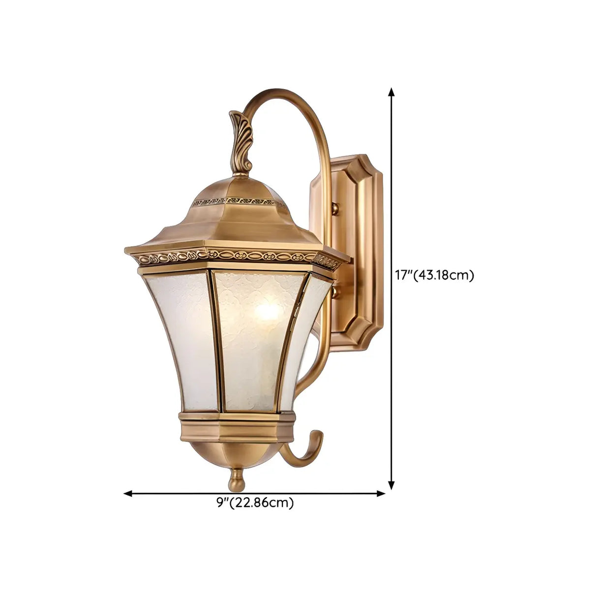 Vintage Gold Glass LED External Wall Lantern Light 