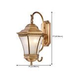 Vintage Gold Glass LED External Wall Lantern Light #size