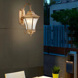 Vintage Gold Glass LED External Wall Lantern Light Image - 4