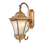 Vintage Gold Glass LED External Wall Lantern Light Image - 5