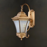 Vintage Gold Glass LED External Wall Lantern Light Image - 7