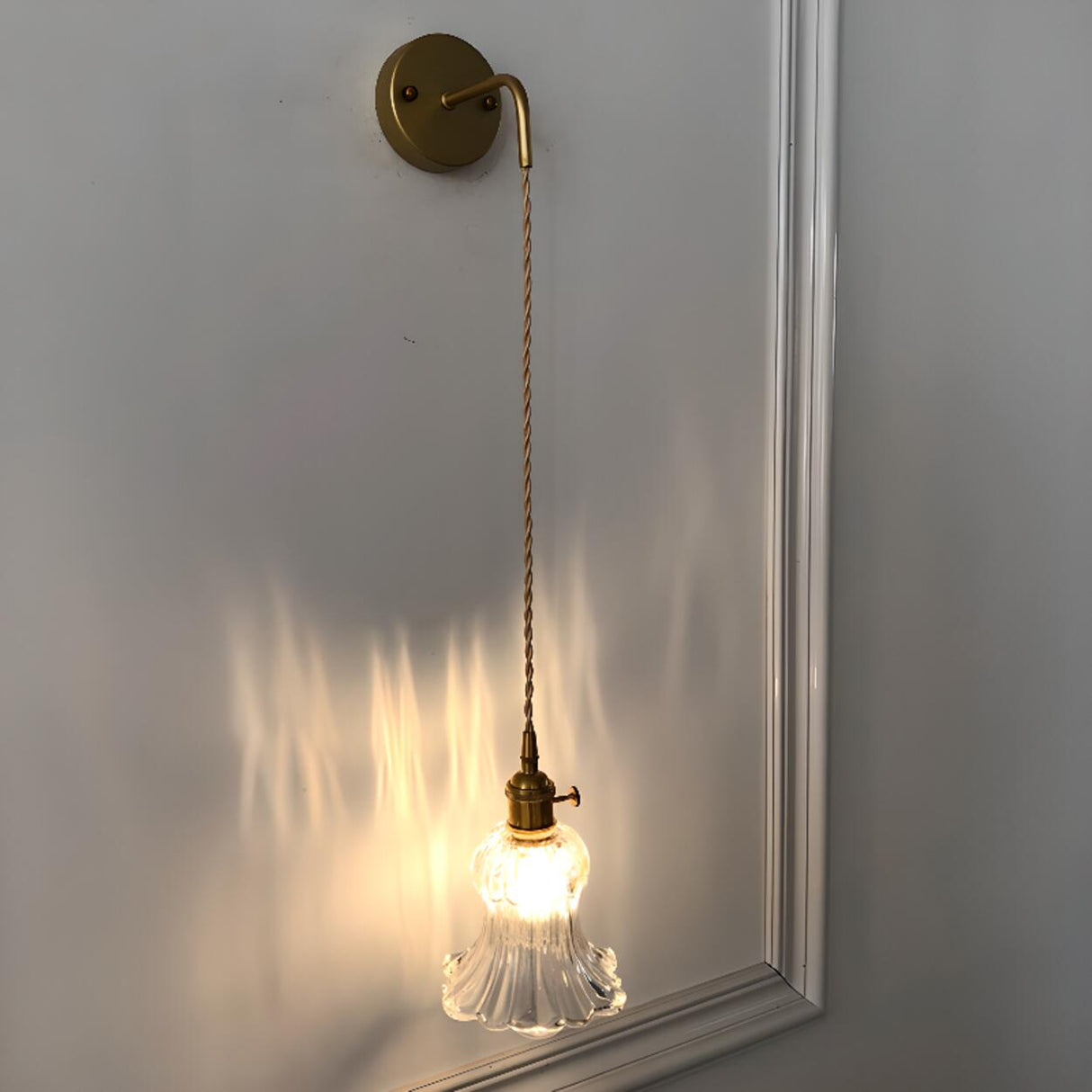 Vintage Gold Glass Pendant Light Sconce Image - 5