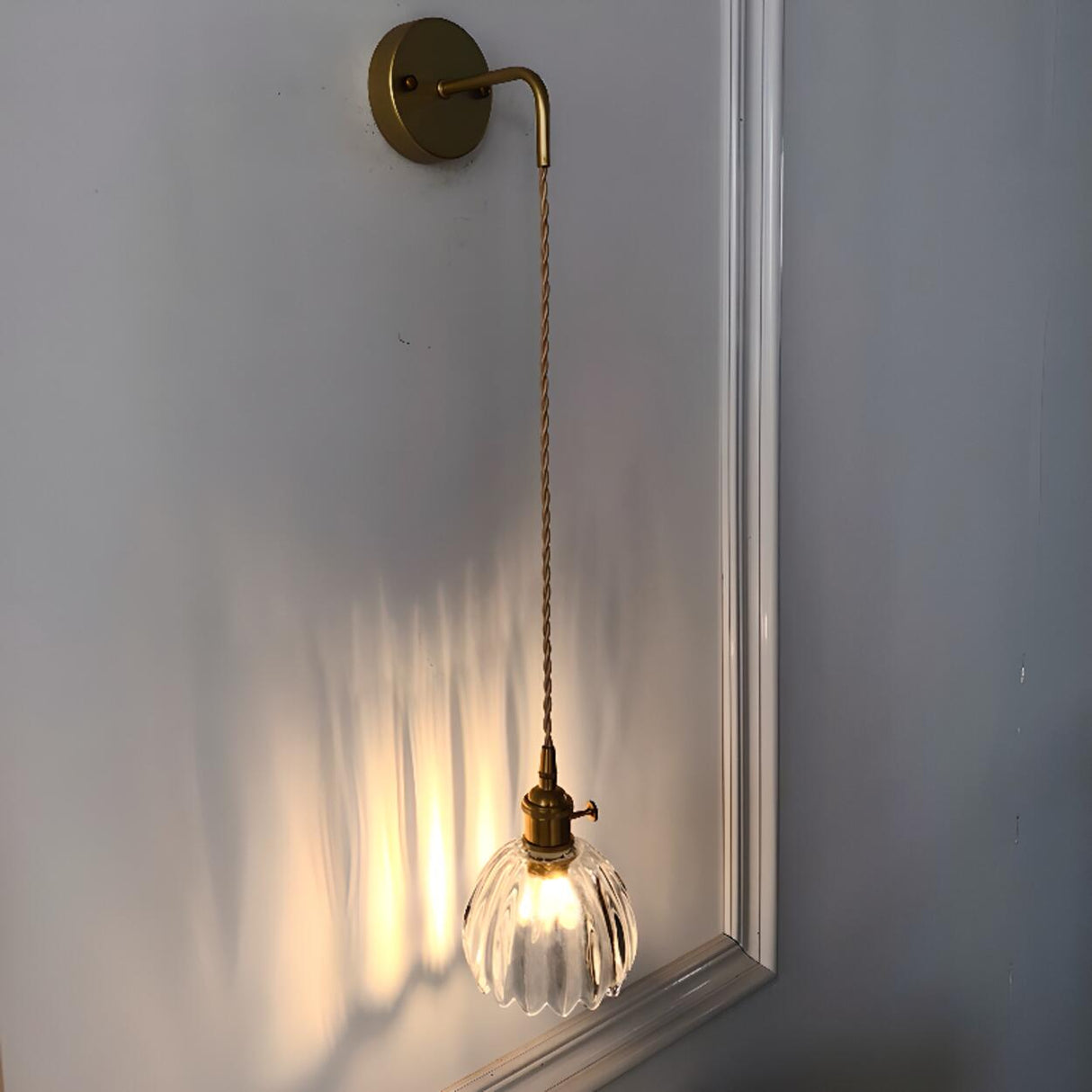 Vintage Gold Glass Pendant Light Sconce Image - 8