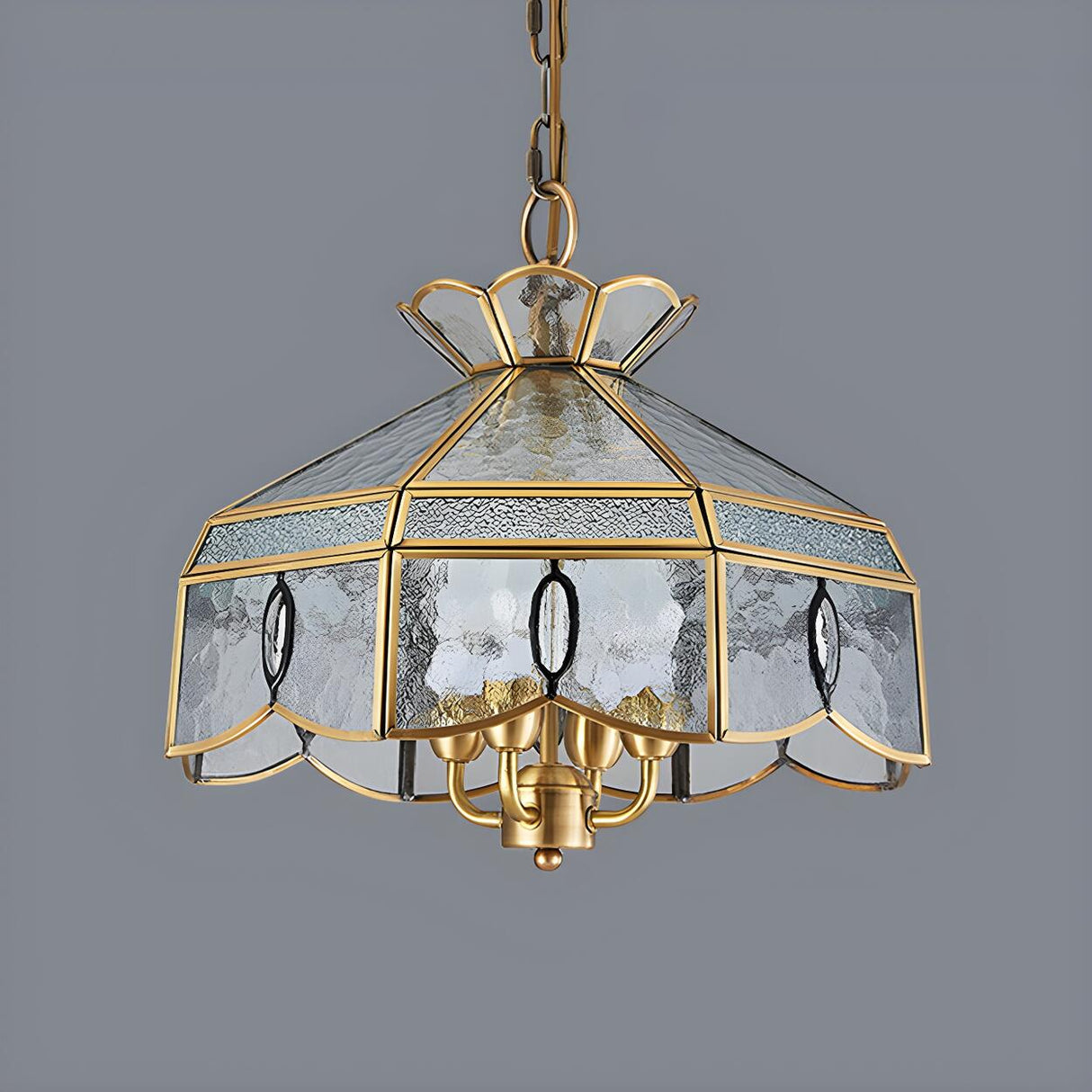 Vintage Gold Lantern Dome Pendant Light Chandelier Bedroom Image - 3