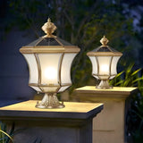 Vintage Gold Solar Lantern Whirlwind Glass Post Light Image - 13