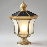 Vintage Gold Solar Lantern Whirlwind Glass Post Light Image - 2