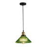 Vintage Green Clear Glass Cone Ceiling Pendant Light Image - 2