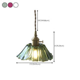 Vintage Green Glass Flower Brass Pendant Light #size