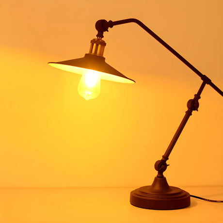 Vintage Industrial Adjustable Arm Bronze Table Lamp Image - 2