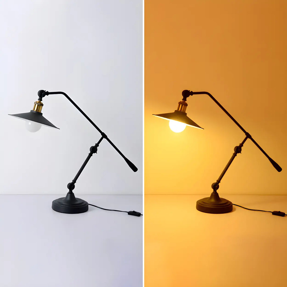 Vintage Industrial Adjustable Arm Bronze Table Lamp Image - 3