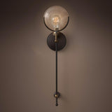 Vintage Industrial Clear Glass Black Metal Wall Lamp Image - 3