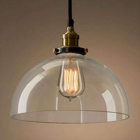 Vintage Industrial Clear Glass Dome Pendant Light Image - 2