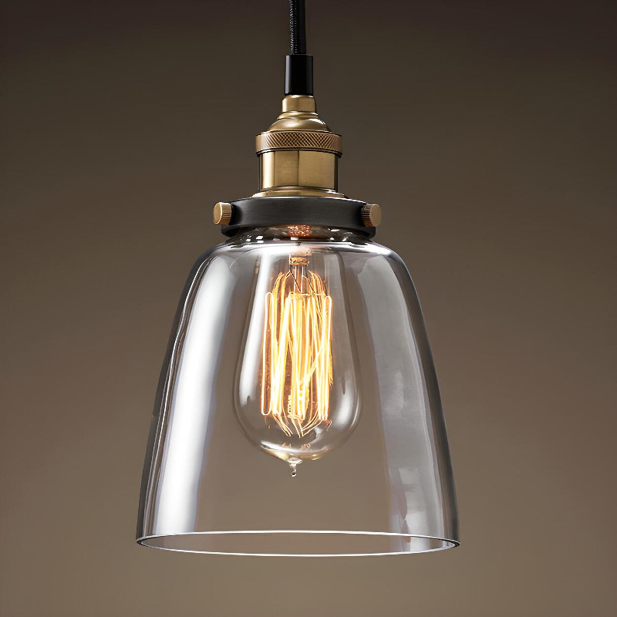 Vintage Industrial Clear Glass Dome Pendant Light Image - 3