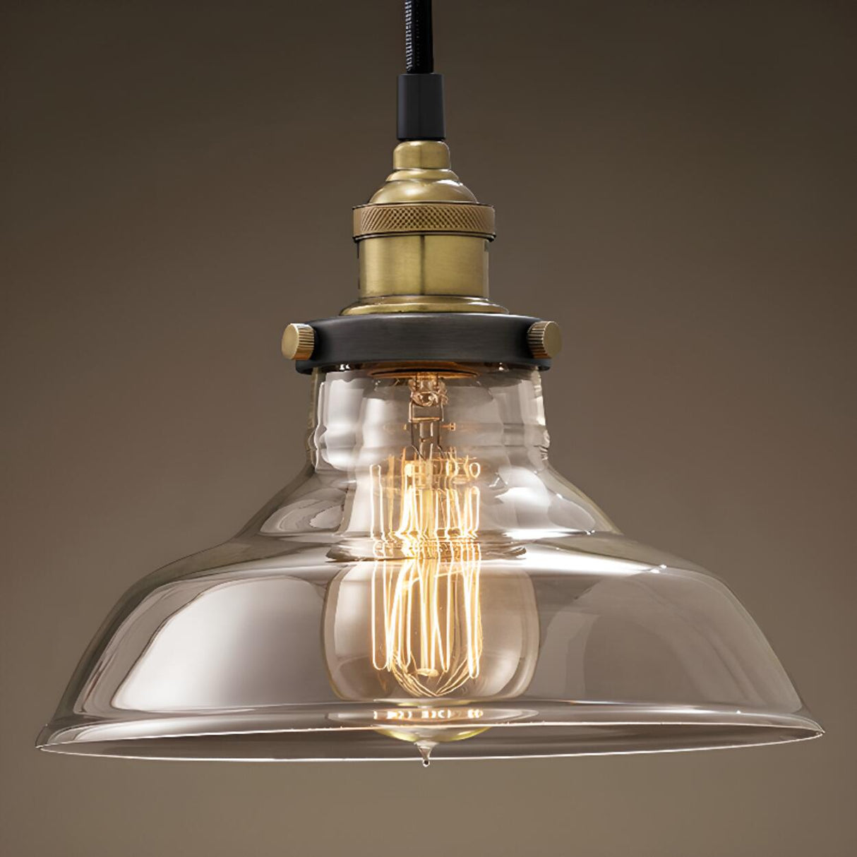 Vintage Industrial Clear Glass Dome Pendant Light Image - 9