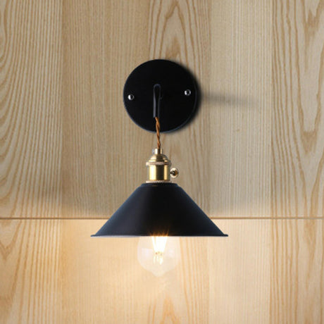 Vintage Industrial Cone Bedroom LED Wall Sconce Image - 2