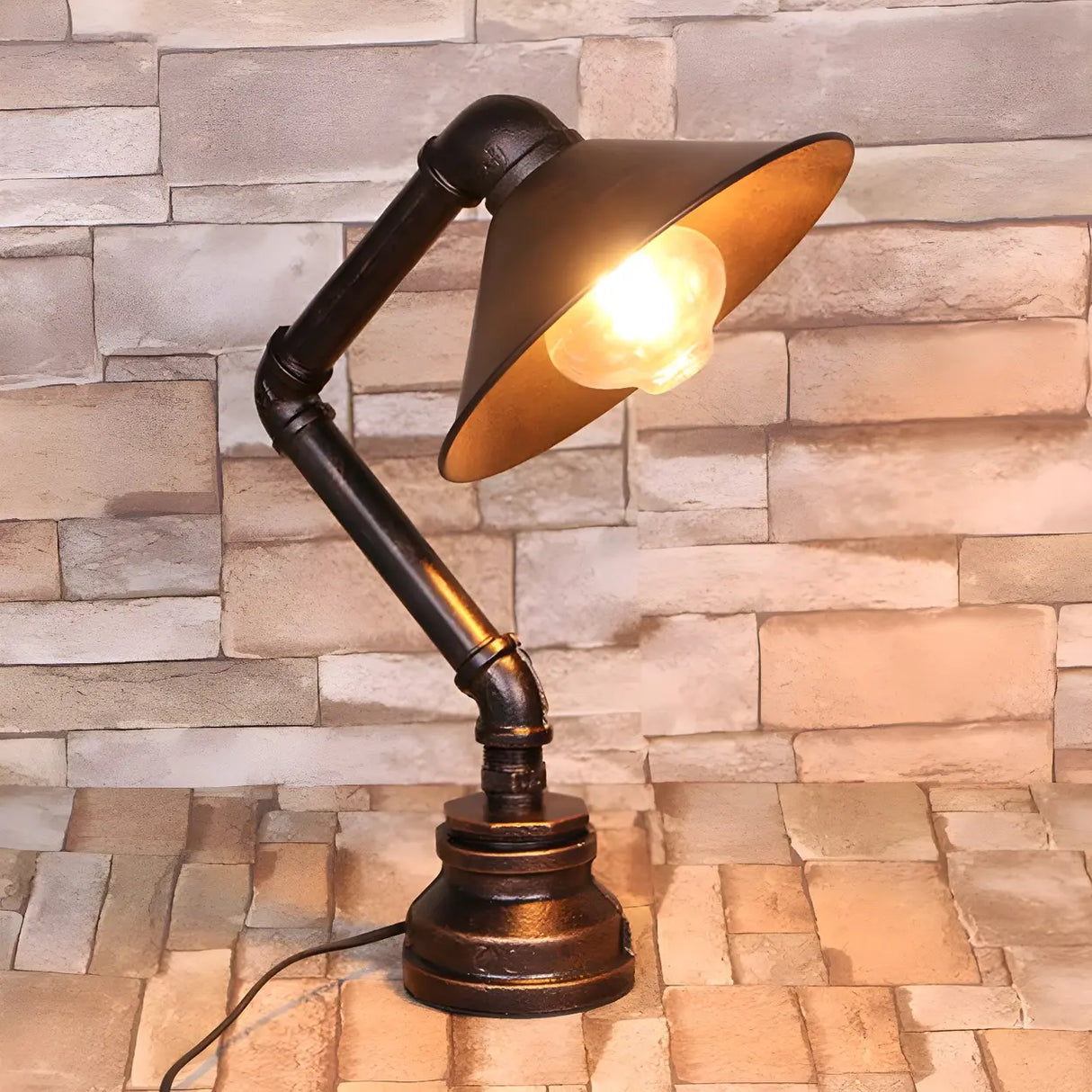 Vintage Industrial Cone Metal Bedroom Small Table Lamp Image - 1