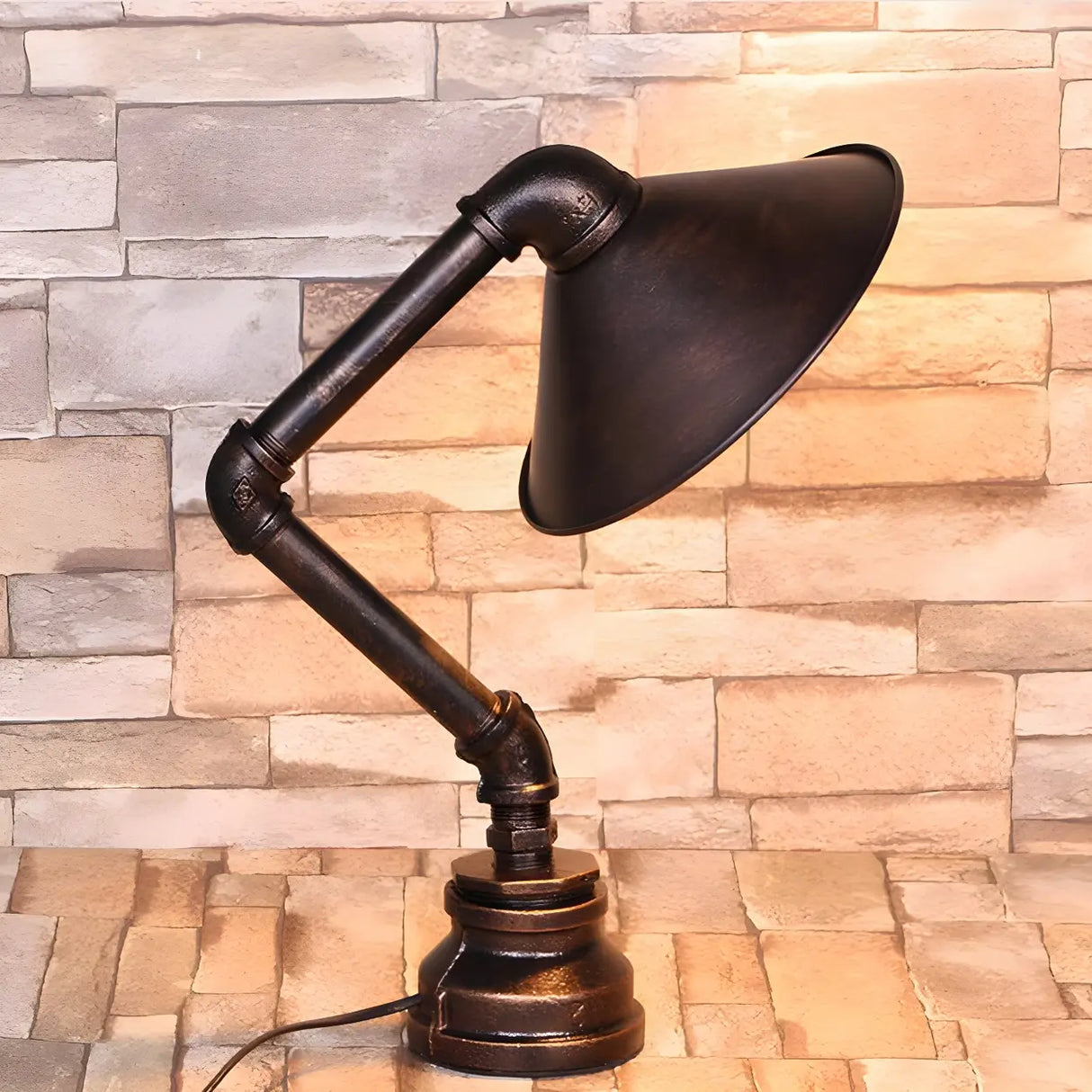 Vintage Industrial Cone Metal Bedroom Small Table Lamp Image - 3