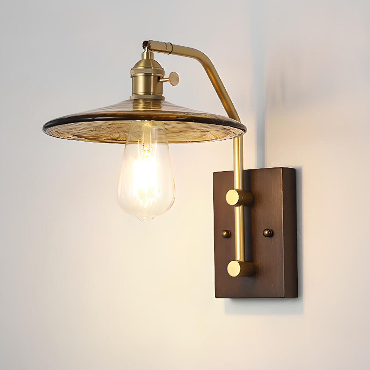 Vintage Industrial Glass Shade Wall Sconce Image - 9