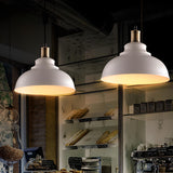 Vintage Industrial Round Matte Metal Pendant Light Image - 1