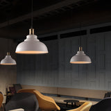 Vintage Industrial Round Matte Metal Pendant Light Image - 14