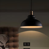 Vintage Industrial Round Matte Metal Pendant Light Image - 4