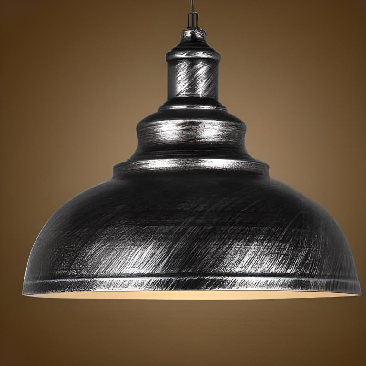 Vintage Industrial Round Matte Metal Pendant Light Image - 7