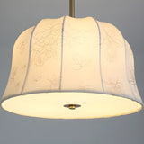 Vintage Lantern Fabric Pendant Bedroom White Chandelier Image - 10